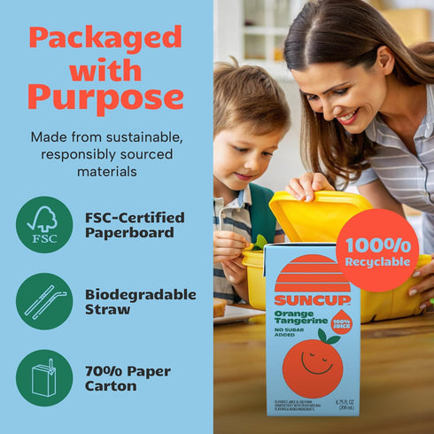 100% 49 Pack 6.75 oz (40 Pack), SunCup Juice Boxes for Kids | No Added Sugar, No Dyes, No Preservatives | Trusted