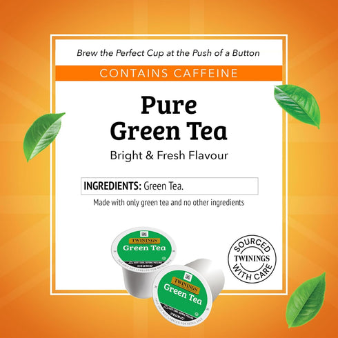 24 Count (Pack 1), Twinings Green Tea K-Cup Pods for Keurig, of Smooth Flavour, Enticing Aroma, Caffeinated, Enjoy Hot