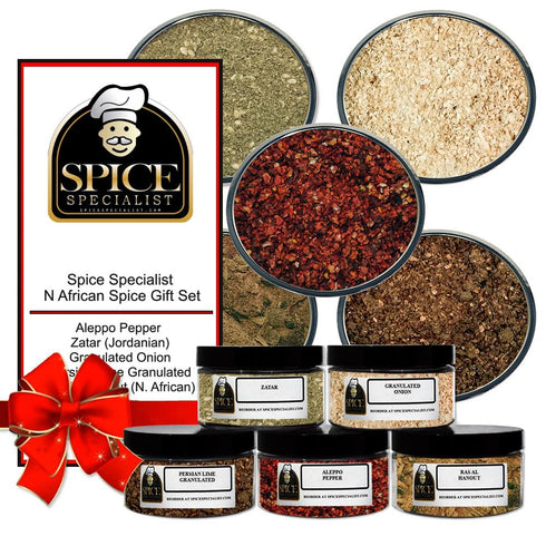 Chef Cherie Set 5 (1 North African Spice Gift - Contains: different spice jars each of: Zatar (Jordanian), Ras Al