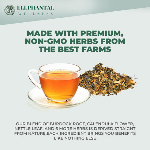 Elephantal Wellness 4oz 40 Premium Skin Herbal Tea | Radiance & Clarity Support with Burdock, Dandelion Root Tea