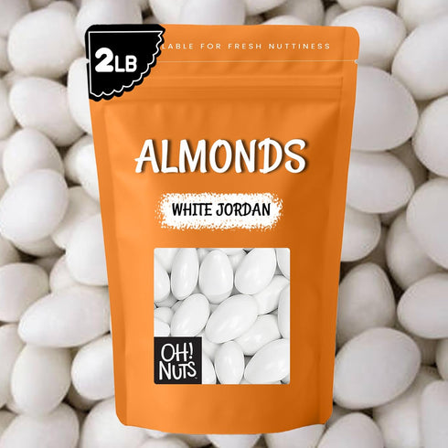 2 lb Packed Oh! Nuts White Jordan Almonds - - For Easter, Weddings, Baby Showers & Birth - in New York Zip-Seal Bag