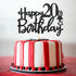 Black Glitter Happy 20th Birthday Cake Topper, Cheers to 20 Years Party Decorations