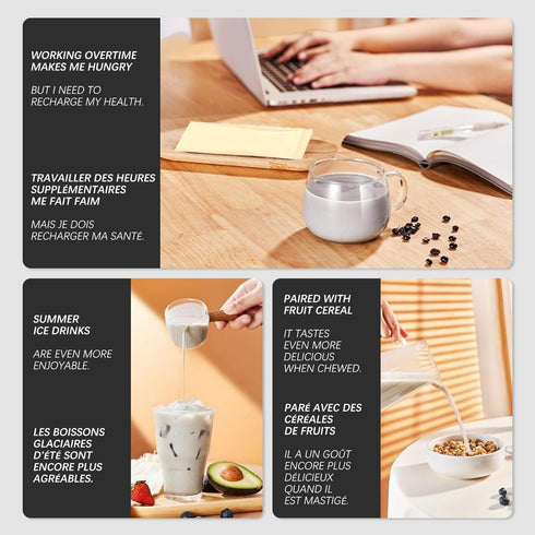 BAYUEDEGUA 200g/7.05oz 10 -Black soybean milk powder Black soybeans+Black quinoa+Black sesame+Black rice+Black fruit