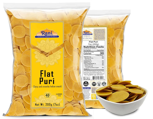 Rani Pani Puri Coins 7oz (200g), 80-85 Uncooked Microwaveable Wheat and Semolina Coins, Vegan