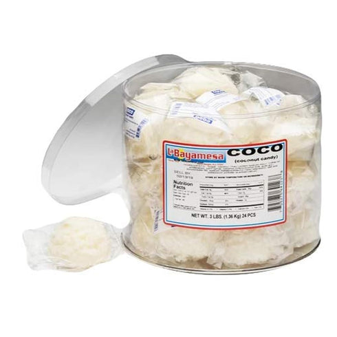 La Bayamesa (Pack 24) || Coco Blanco || 1.5 oz (42.5g) || individually wrapped