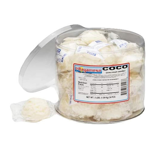 La Bayamesa (Pack 24) || Coco Blanco || 1.5 oz (42.5g) || individually wrapped