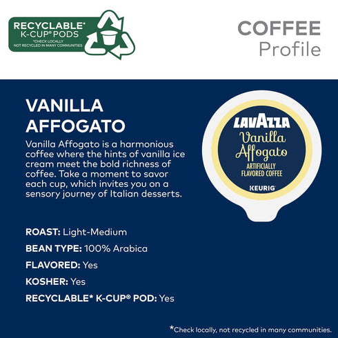 60-Count (6 Packs 10) Lavazza Vanilla Affogato Coffee, Single Serve Keurig K-Cup Pods, Flavored Coffee, Box