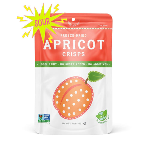 12 (0.53oz Nature's Turn Freeze-Dried Fruit Crisps Sour Apricot, Bags Each) Healthy, Gluten-Free, Crispy & Delicious