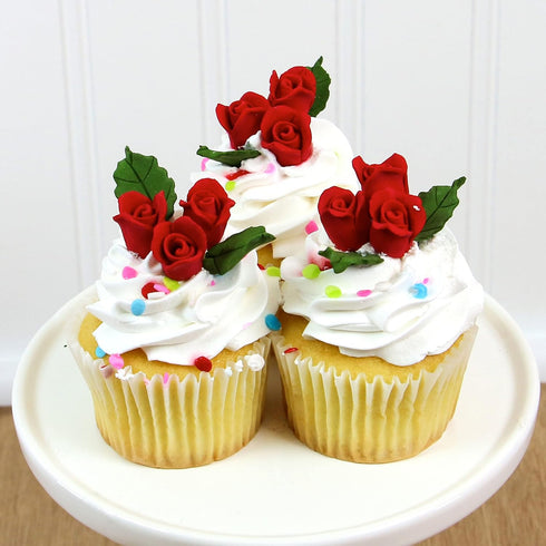 36 Count Global Sugar Art Rosebud Deep Red Unwired Sugar Cake Flowers,Tiny, by Chef Alan Tetreault