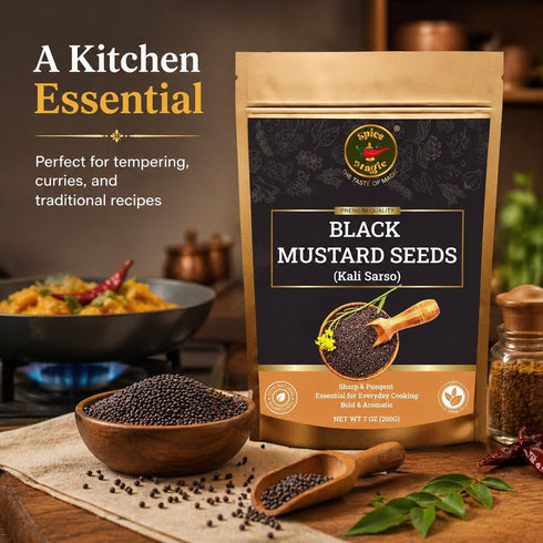 100% 7oz (200g) Spice Magic Black Mustard Seed ~ Pure, Aromatic & Natural | I Kali Rai | Non-GMO | Indian Origin