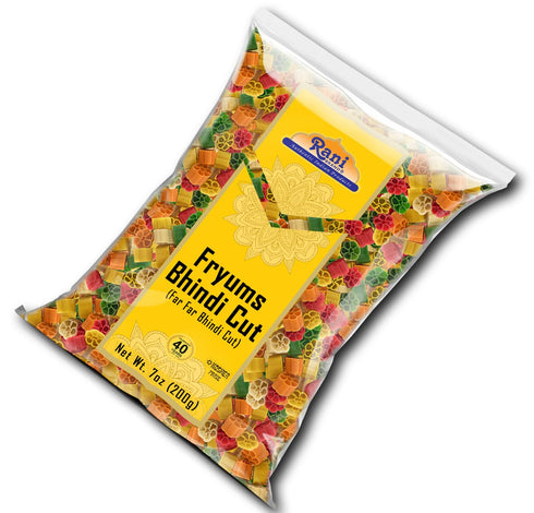 Rani Far Far/Fryums (Wheat & Tapioca Pellet) Bhindi Shape 7oz (200g) - Vegan, Kosher, Uncooked Snack