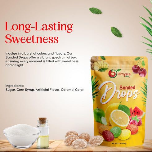 3 NY SPICE SHOP Root Beer Sanded Candy Drops - Pound Old Fashioned Sanded Drops - Fresh Delicious Bulk Candy - Sanded