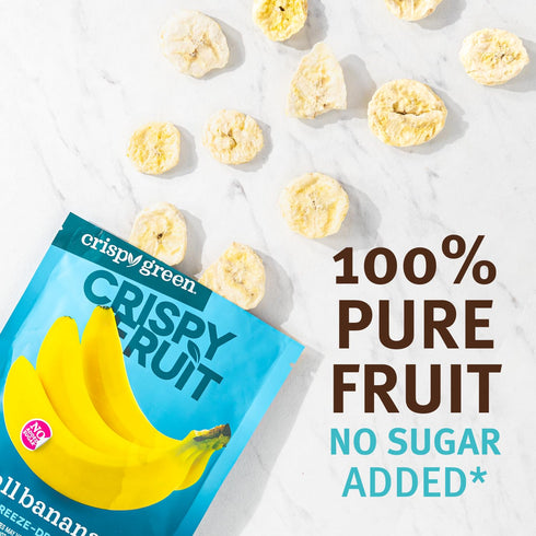 0.85 Oz (Pack 12), 100% Crispy Green Freeze-Dried Banana Fruit Snacks, of Pure Fruit, All-Natural, No Added Sugar