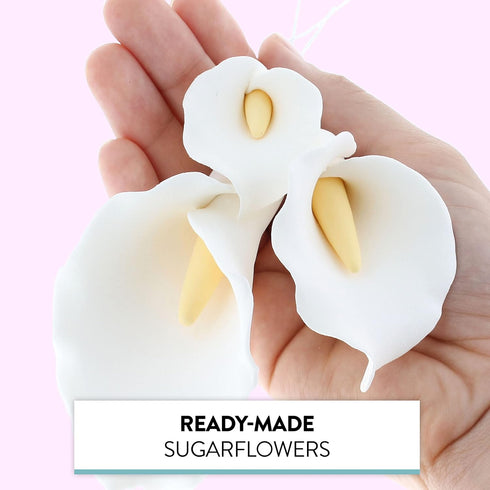 Wired,3 6 Count Global Sugar Art Calla Lily Sugar Cake Flowers White with Yellow, sizes, by Chef Alan Tetreault