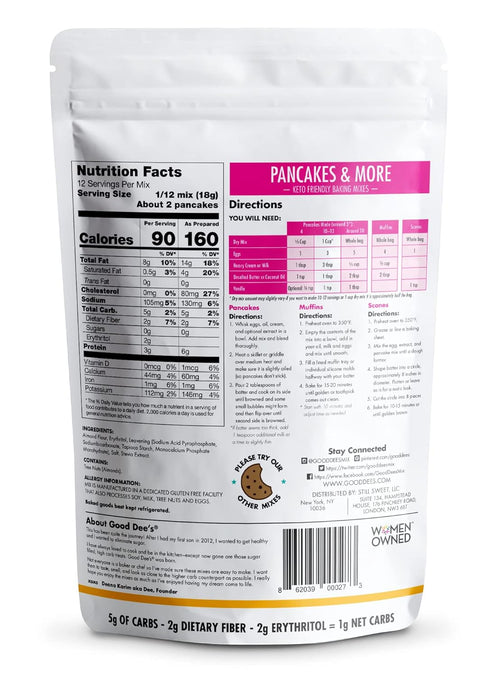 Good Dee’s Pancake, Waffle & Scone Mix - Low Carb Keto Baking Mix (1g Net Carbs, 20 Pancakes) | Sugar-Free, Gluten-Free, Grain-Free, Dairy-Free & Soy-Free | Diabetic, Atkins & WW Friendly