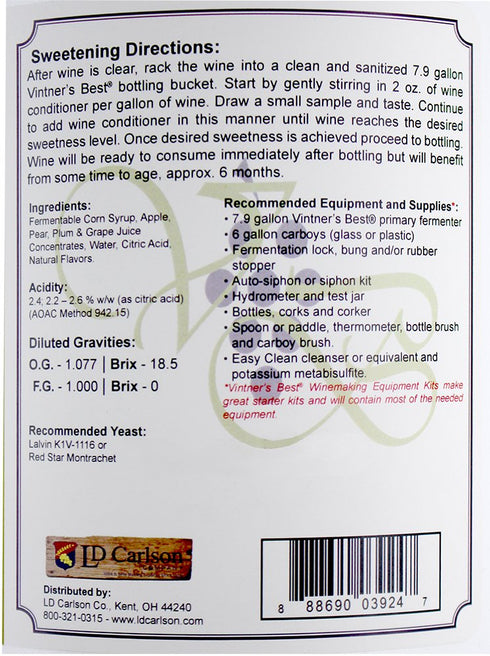 128 oz. Vintners Best Fruit Wine Base-Plum Jug