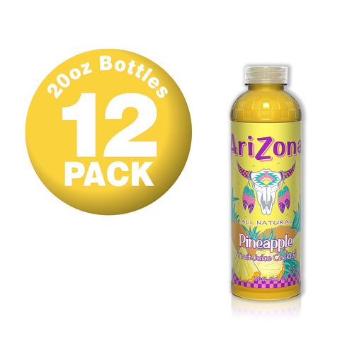 20 Oz (Pack 12) AriZona Pineapple Fruit Juice Cocktail, Fl