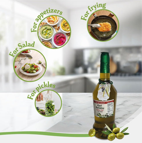Dusza 750ml Zayt Baladna Extra Virgin Olive Oil Cold-Pressed Unfiltered Bottle Organic EVOO Polyphenol Rich Premium