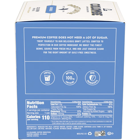 La Colombe Double Shot Draft Latte, 9 Fluid Ounce, 4 Count, Cold-Pressed Espresso and Frothed Milk