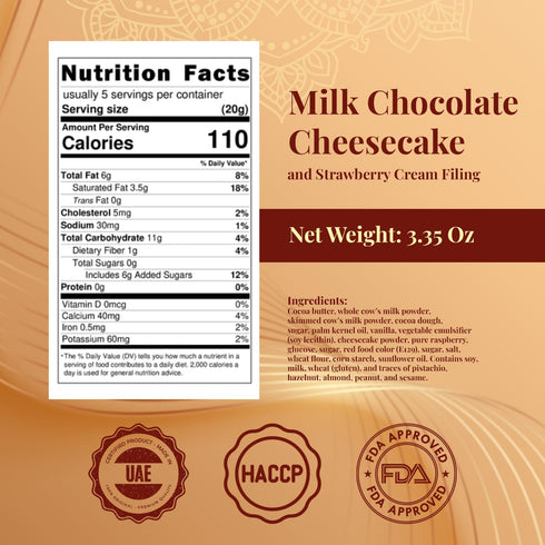 95g (3.35 oz) ChocCart Dubai Chocolate Premium Milk Chocolate Bar with Cheesecake & Strawberry Cream Filling, Gourmet