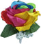 Silk Rainbow Rose Flowers Bouquet Boutuniere (Boutonniere)