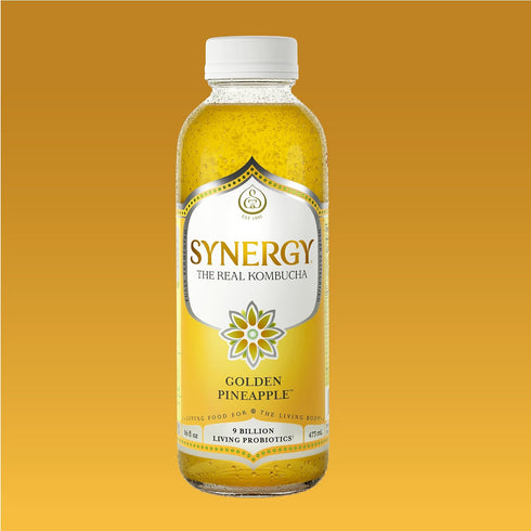 16 oz Immune SYNERGY The Real Kombucha - Golden Pineapple - fl Bottle - Raw Probiotic Drink for Gut Health and Support