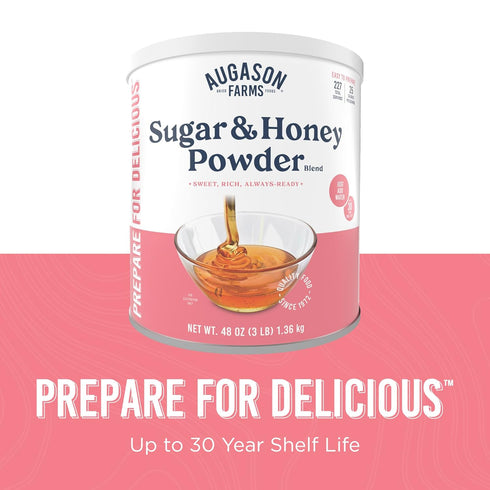227 30 Sugar and Honey Powder Mix Can Emergency Food Supply, Servings, Year Shelf Life - Dry Honey and Sugar Powder