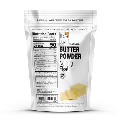 9oz It's Just - Grass-Fed Butter Powder, Made from Real Butter, Shelf Stable, Just Add Water, Made in USA