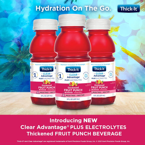 8 oz (24 Pack) Thick-It Clear Advantage Mildy Thick Fruit Punch Plus Electrolytes, Nectar Consistency, Swallowing Aid