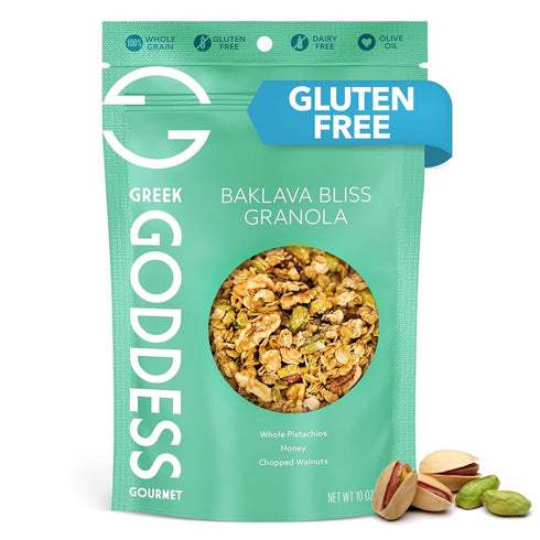 Greek Goddess Gourmet Baklava Bliss Granola with Pistachios, Walnuts, Wildflower Honey, Cinnamon