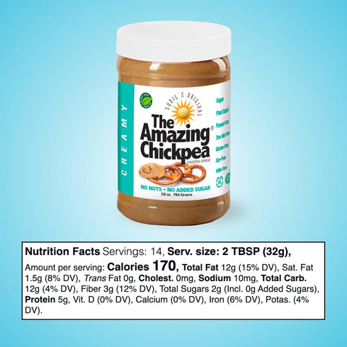 (16 Oz) Creamy Chickpea Butter Spread No Added Sugar