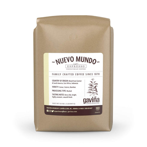 Gavia Nuevo Mundo Espresso Whole Bean Coffee, Medium Roast, Bright and Aromatic,