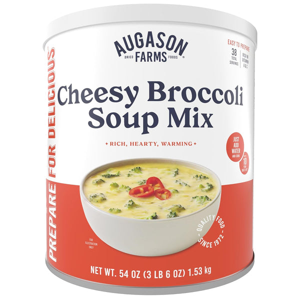 Augason Farms Cheesy Broccoli Soup Mix Can, Emergency Food Supply, Everyday Meals,