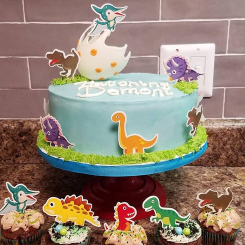 ALISSAR 35-Pack Baby Dinosaur Cupcake Toppers Picks for Kids Birthday Baby Shower Party Decorations Supplies