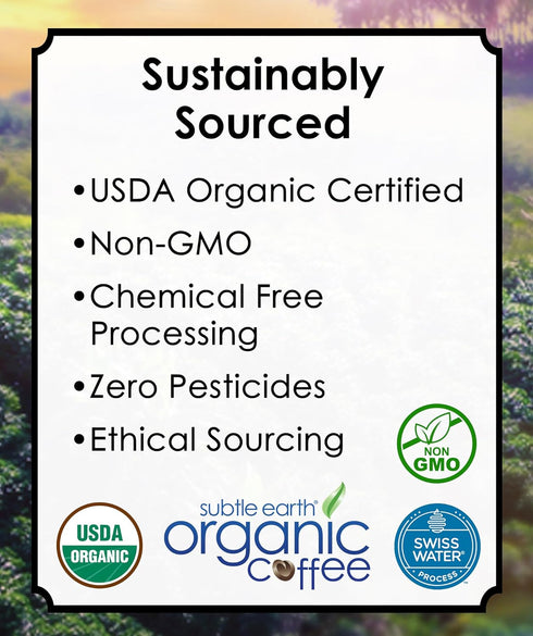 2LB 2 Subtle Earth Organic Decaf - Swiss Water Process Decaf - Medium Dark Roast - Whole Bean Coffee - Low Acidity