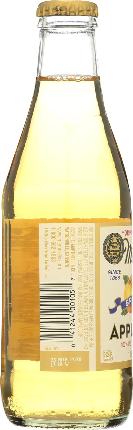 Martinelli's 10 (Pack 12) Sparkling Apple Juice, Alcohol Free, Fluid Ounces