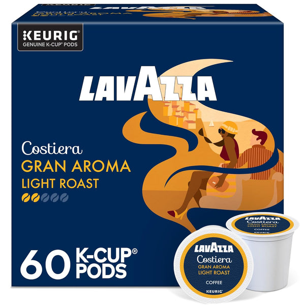 Lavazza Costiera Gran Aroma, Single-Serve Keurig K-Cup Pods, Light Roast Coffee, 60-Count