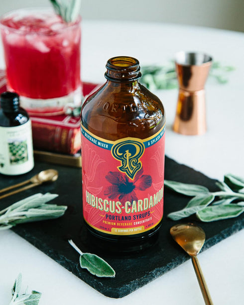 12 oz 12 (Pack 2) Portland Syrups Hibiscus Cardamom Syrup - Craft Exquisite Cocktails, Mocktails, Tea, Soda, Coffee