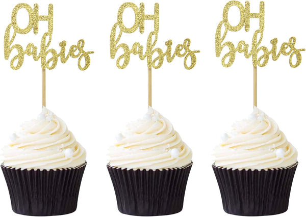 Pack of 24 PCS OH Babies Cupcake Toppers for Baby Shower Birthday Party Cake Picks