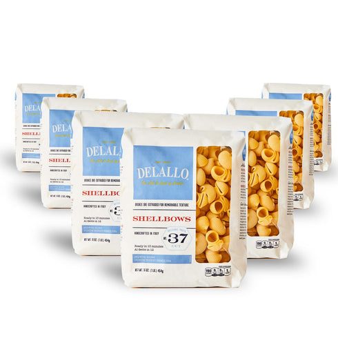 DeLallo Shellbows Semolina Pasta, 1 Pound Bag, 7 Pack, Product of Italy,