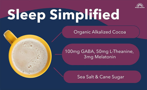 3mg, Mindful Evening Peppermint Cocoa Mix Natural Sleep Aid, Melatonin L-Theanine, GABA Supplements, Natural Calm Sleep