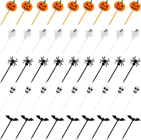 100 PCS Halloween Picks - Plastic Cupcake Toppers for Halloween Party Appetizer