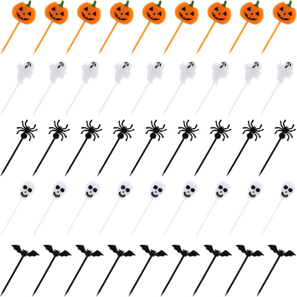 100 PCS Halloween Picks - Plastic Cupcake Toppers for Halloween Party Appetizer