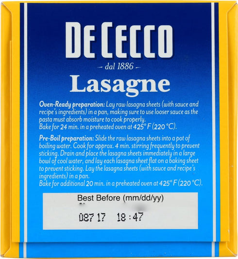 16 Oz De Cecco Pasta Lasagne