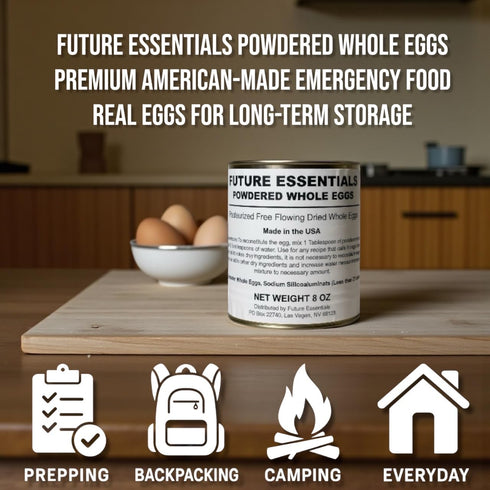 #2.5 (8 oz) 18 Powdered Whole Eggs for Cooking & Baking | Long-Lasting Pantry Staple for Camping, Hiking & Emergency