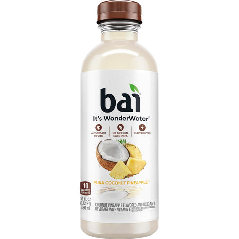 18 6 Pack Bai Antioxidant Infused Water Beverage, Puna Coconut Pineapple, with Vitamin C and No Artificial Sweeteners
