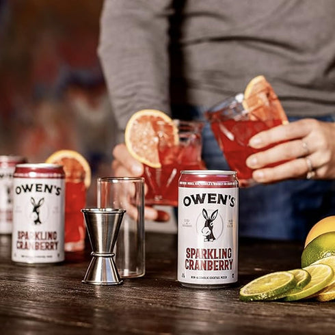 Owen’s Craft Mixers | Sparkling Cranberry 4 Pack | Handcrafted in the USA with Premium Ingredients | Vegan & Gluten-Free Soda Mocktail and Cocktail Mixer