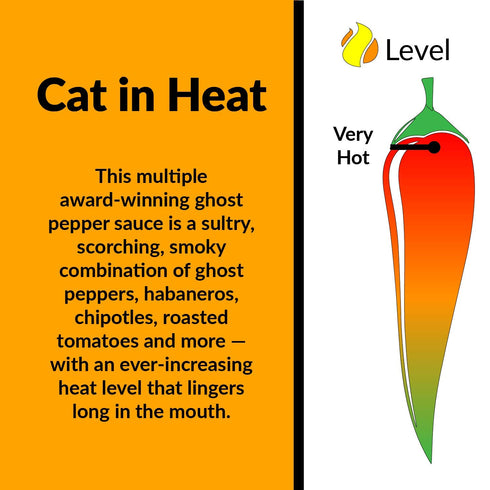 "Cat in Heat" Chipotle Ghost Pepper Blend by Fat Cat Gourmet, Natural Hot Sauce
