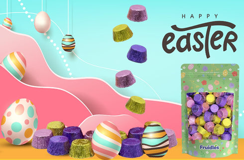 Fruidles Easter Peanut Butter Cups Milk Chocolate, Half-Pound, Happy Easter Day Eggs, Party Bag Fillers, Individually
