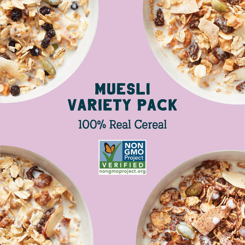 Pack 4 Count, 12 Oz Seven Sundays Muesli Cereal Variety - Bag - Certified Gluten Free Muesli - Non GMO, No Refined